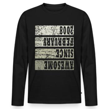 2008 Im Februar Vintage - Männer Premium Bio Langarmshirt - Schwarz - Vorne - Nico (187cm)