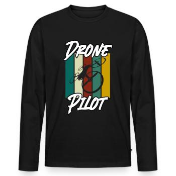 Drone Flying Quadcopter - Men's Premium Organic Long Sleeve Shirt - black - Front - Nico (187cm)