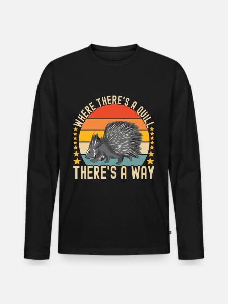 Cute porcupine - Men's Premium Organic Long Sleeve Shirt - black