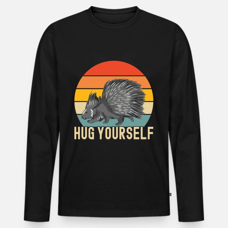 Süßes Stachelschwein - Männer Premium Bio Langarmshirt - Schwarz