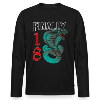 18 years old, birth sentence - Men's Premium Organic Long Sleeve Shirt - black - Front - Nico (187cm)
