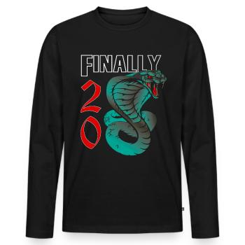 20 years old, birth sentence - Men's Premium Organic Long Sleeve Shirt - black - Front - Nico (187cm)