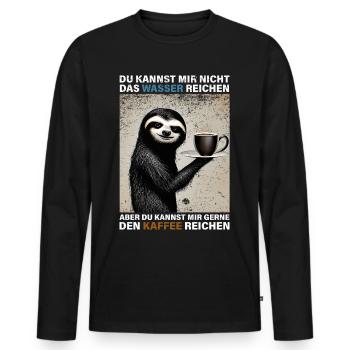 Du Kannst mir Nicht das Wasser Reichen Faultier - Männer Premium Bio Langarmshirt - Schwarz - Vorne - Nico (187cm)