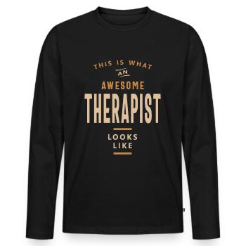 Therapist - Men's Premium Organic Long Sleeve Shirt - black - Front - Nico (187cm)
