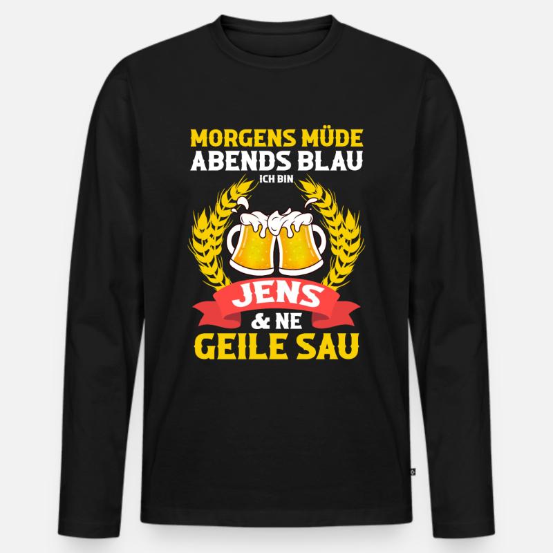 Jens - Männer Premium Bio Langarmshirt - Schwarz