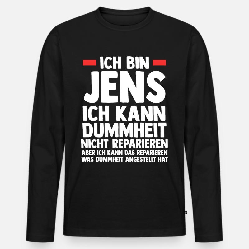 Jens - Männer Premium Bio Langarmshirt - Schwarz