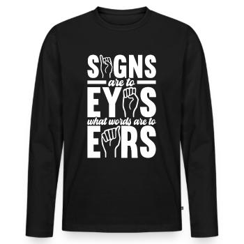 Sourds sourds muets sourds - T-shirt manches longues Premium bio Homme - noir - Devant - Nico (187cm)