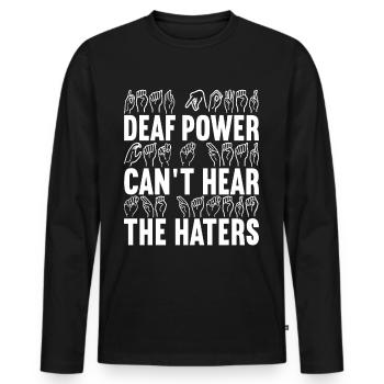 Deaf Deaf and Dumb Deaf - Men's Premium Organic Long Sleeve Shirt - black - Front - Nico (187cm)