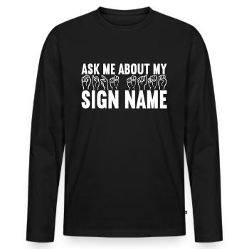 Sourds sourds muets sourds - T-shirt manches longues Premium bio Homme - noir - Devant - Nico (187cm)