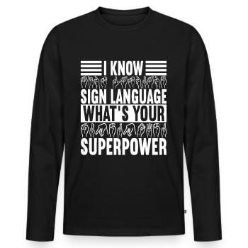 Sourds sourds muets sourds - T-shirt manches longues Premium bio Homme - noir - Devant - Nico (187cm)