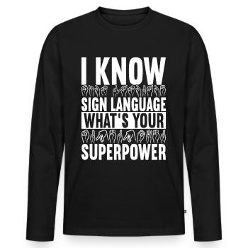 Sourds sourds muets sourds - T-shirt manches longues Premium bio Homme - noir - Devant - Nico (187cm)