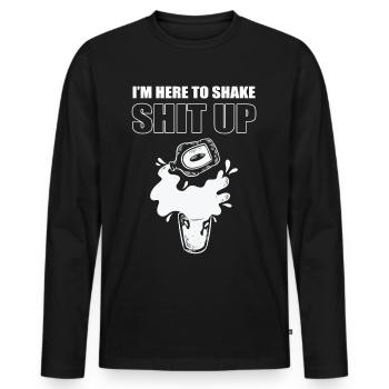 I'm Here To Shake Shit Up Barkeeper Mixologist - Men's Premium Organic Long Sleeve Shirt - black - Front - Nico (187cm)