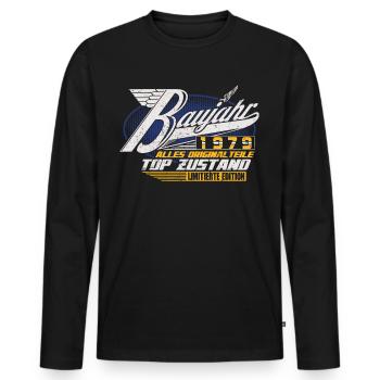Baujahr 1979 Geburtstag Geschenk Geburtsjahr 1979 - Männer Premium Bio Langarmshirt - Schwarz - Vorne - Nico (187cm)