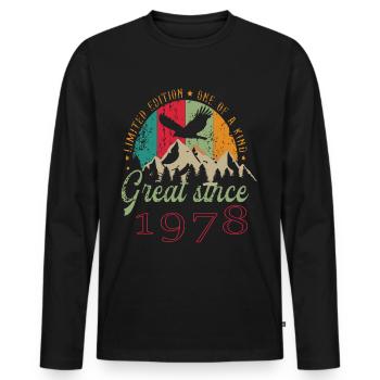 45 ans Dragon Birthday Fantasy - T-shirt manches longues Premium bio Homme - noir - Devant - Nico (187cm)