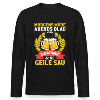 Dominik - Männer Premium Bio Langarmshirt - Schwarz - Vorne - Nico (187cm)