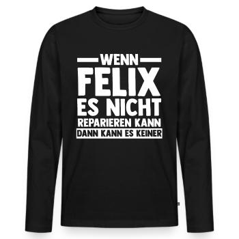 Felix - Männer Premium Bio Langarmshirt - Schwarz - Vorne - Nico (187cm)