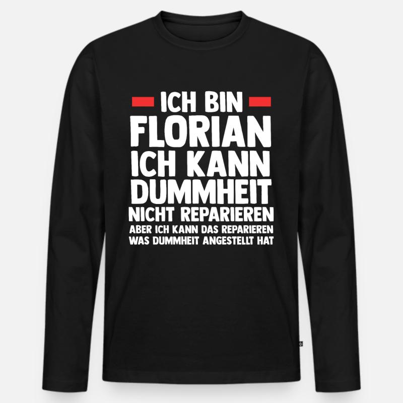 Florian - Männer Premium Bio Langarmshirt - Schwarz