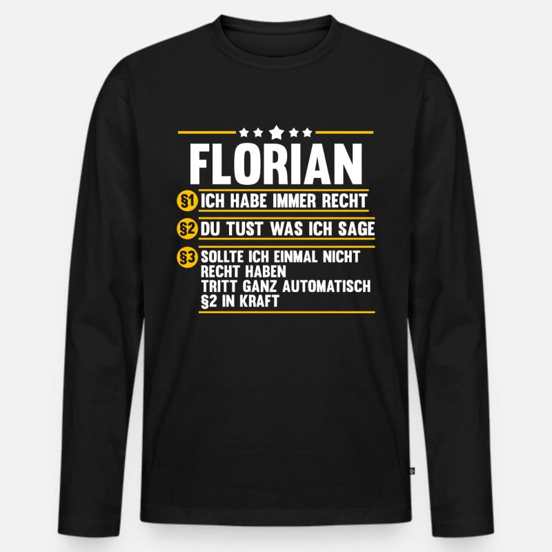 Florian - Männer Premium Bio Langarmshirt - Schwarz