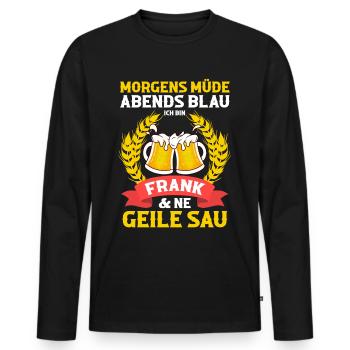 Frank - Männer Premium Bio Langarmshirt - Schwarz - Vorne - Nico (187cm)