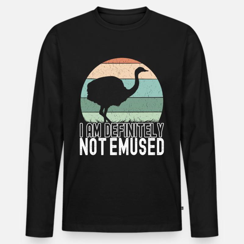 Emu Strauß - Männer Premium Bio Langarmshirt - Schwarz