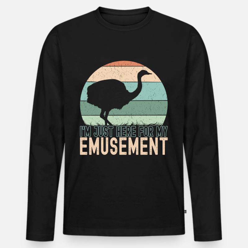Emu Strauß - Männer Premium Bio Langarmshirt - Schwarz