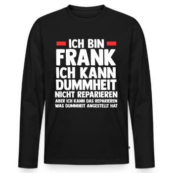 Frank - Männer Premium Bio Langarmshirt - Schwarz - Vorne - Nico (187cm)