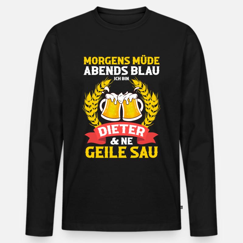 Dieter - Männer Premium Bio Langarmshirt - Schwarz