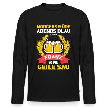 Franz - Männer Premium Bio Langarmshirt - Schwarz - Vorne - Nico (187cm)