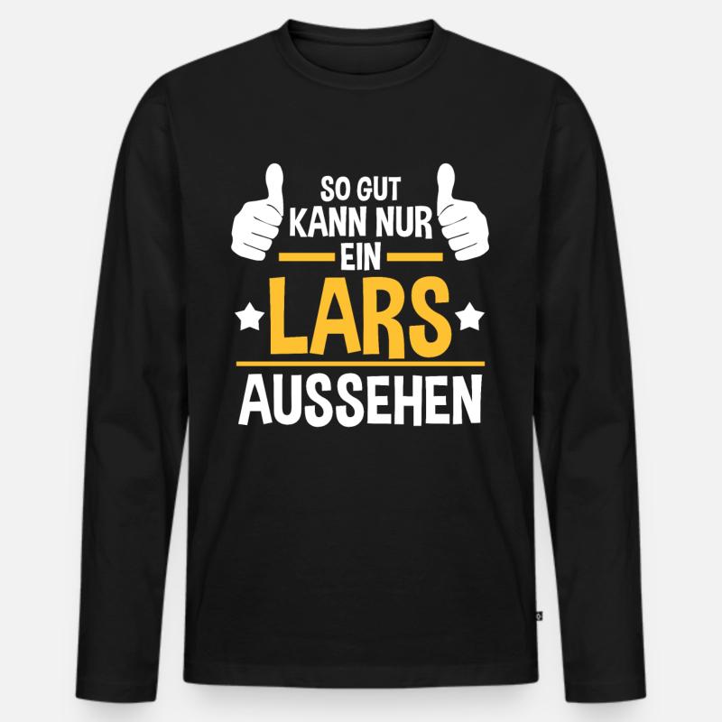 Lars - Männer Premium Bio Langarmshirt - Schwarz