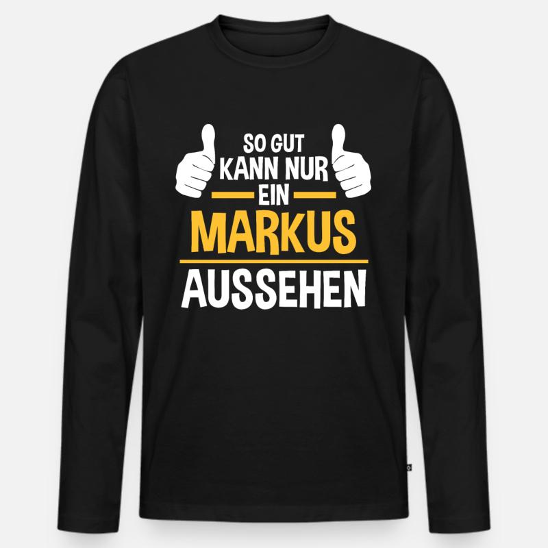 Markus - Männer Premium Bio Langarmshirt - Schwarz