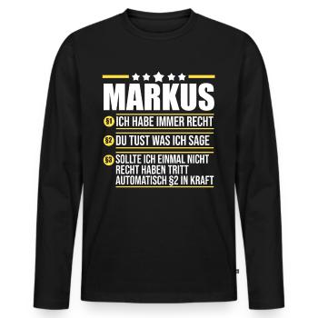 Markus - Männer Premium Bio Langarmshirt - Schwarz - Vorne - Nico (187cm)