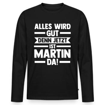 Martin - T-shirt manches longues Premium bio Homme - noir - Devant - Nico (187cm)
