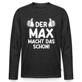 Max - Männer Premium Bio Langarmshirt - Anthrazit meliert - Vorne - Nico (187cm)