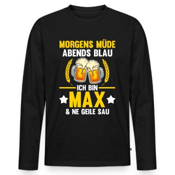Max - Männer Premium Bio Langarmshirt - Schwarz - Vorne - Nico (187cm)
