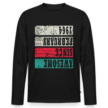 Manufactured 1964, Born 1964 Birthday - Men's Premium Organic Long Sleeve Shirt - black - Front - Nico (187cm)