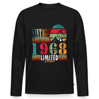 Made 1968, Born 1968 Birthday - Men's Premium Organic Long Sleeve Shirt - black - Front - Nico (187cm)