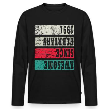 1991 Birthday present - Men's Premium Organic Long Sleeve Shirt - black - Front - Nico (187cm)