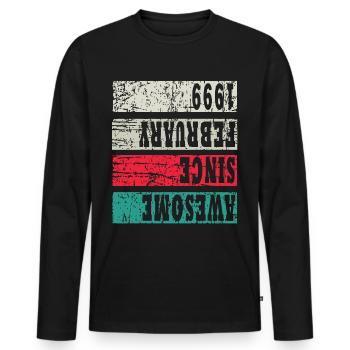 1999 Jahrgang Geburtstagsgeschenk - Männer Premium Bio Langarmshirt - Schwarz - Vorne - Nico (187cm)