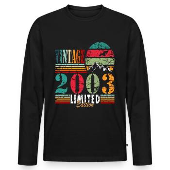 Jahrgang 20. Geburtstag 2003 Sportgeschenk - Männer Premium Bio Langarmshirt - Schwarz - Vorne - Nico (187cm)