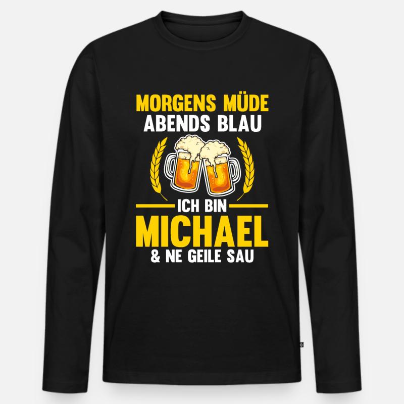 Michael - Männer Premium Bio Langarmshirt - Schwarz