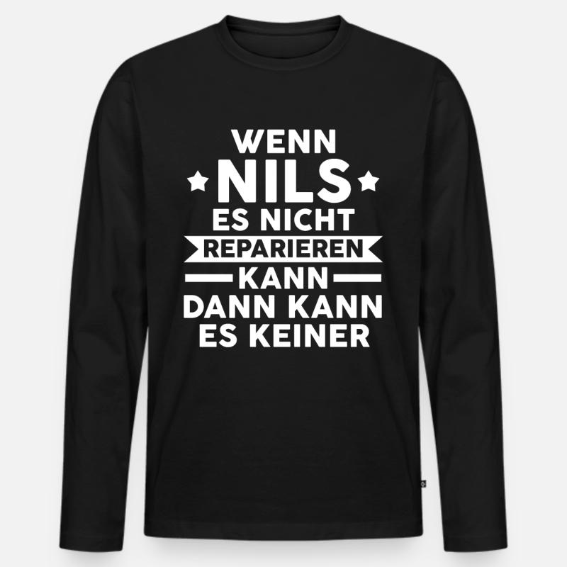 Nils - Männer Premium Bio Langarmshirt - Schwarz