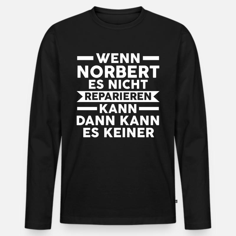Norbert - Männer Premium Bio Langarmshirt - Schwarz