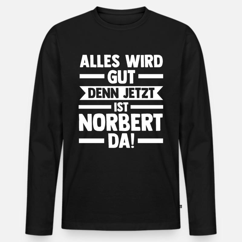 Norbert - Männer Premium Bio Langarmshirt - Schwarz