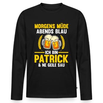 Patrick - Männer Premium Bio Langarmshirt - Schwarz - Vorne - Nico (187cm)