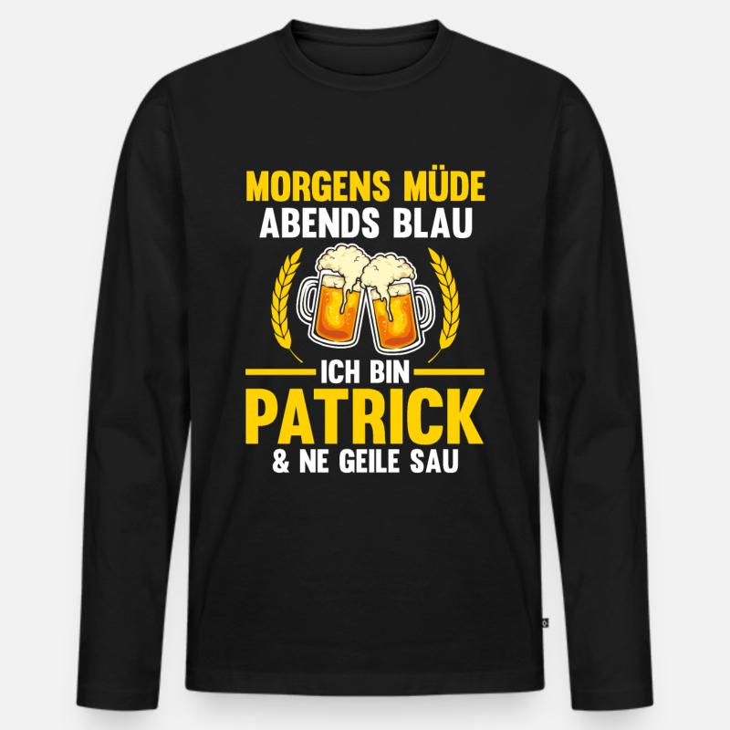 Patrick - Männer Premium Bio Langarmshirt - Schwarz