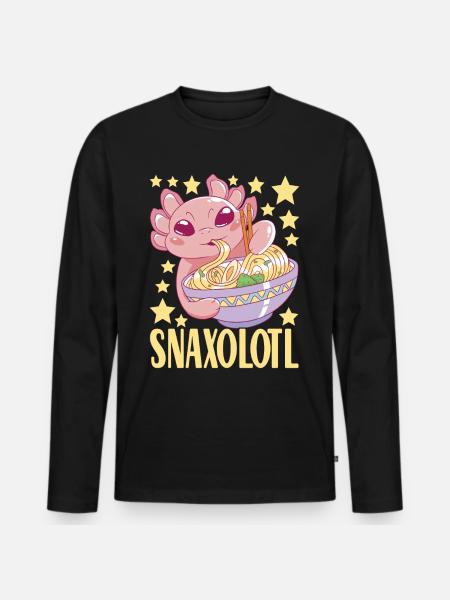 Anime Ramen Axolotl - Männer Premium Bio Langarmshirt - Schwarz