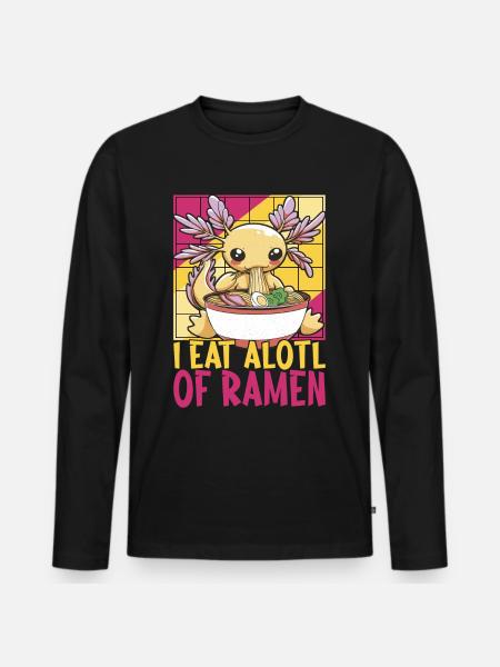 Anime Ramen Axolotl - Männer Premium Bio Langarmshirt - Schwarz