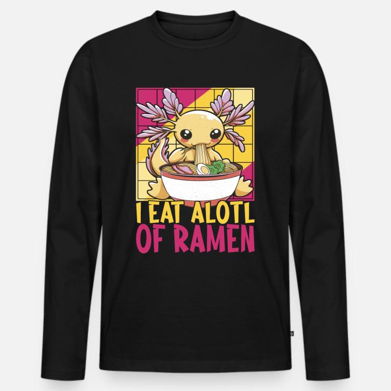 Anime Ramen Axolotl - Männer Premium Bio Langarmshirt - Schwarz