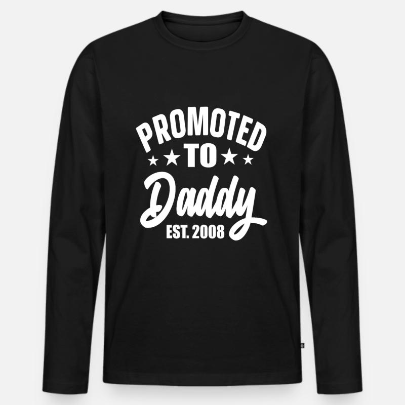 Promoted To Daddy Est 2008 - Männer Premium Bio Langarmshirt - Schwarz