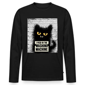 Chat criminel avec des chats disant amoureux des chats - T-shirt manches longues Premium bio Homme - noir - Devant - Nico (187cm)